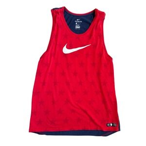 Nike USA Basketball Dri-FIT Tank Top Red Star Pattern Navy Blue Womens Large